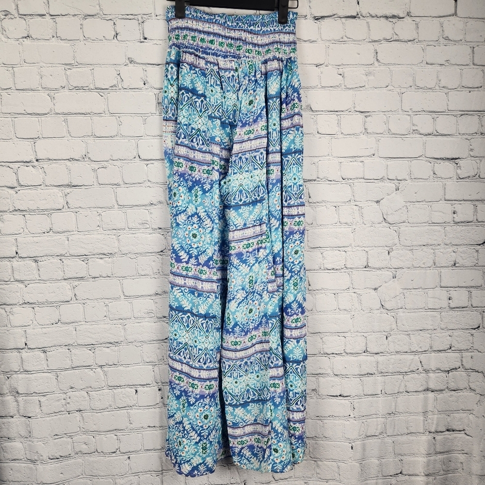 True Destinations Size S Blue Patterned Wide Leg … - image 3